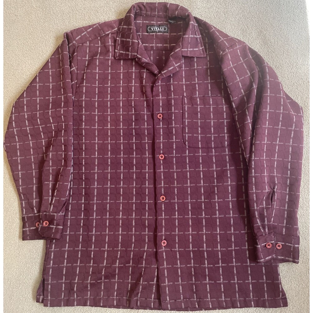 Vitali mens longsleeve pattern button up shirt size large pattern